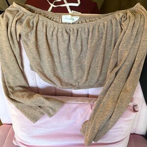 Brown Off-Shoulder Top